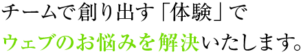 チームで創り出す「体験」でウェブのお悩みを解決いたします。